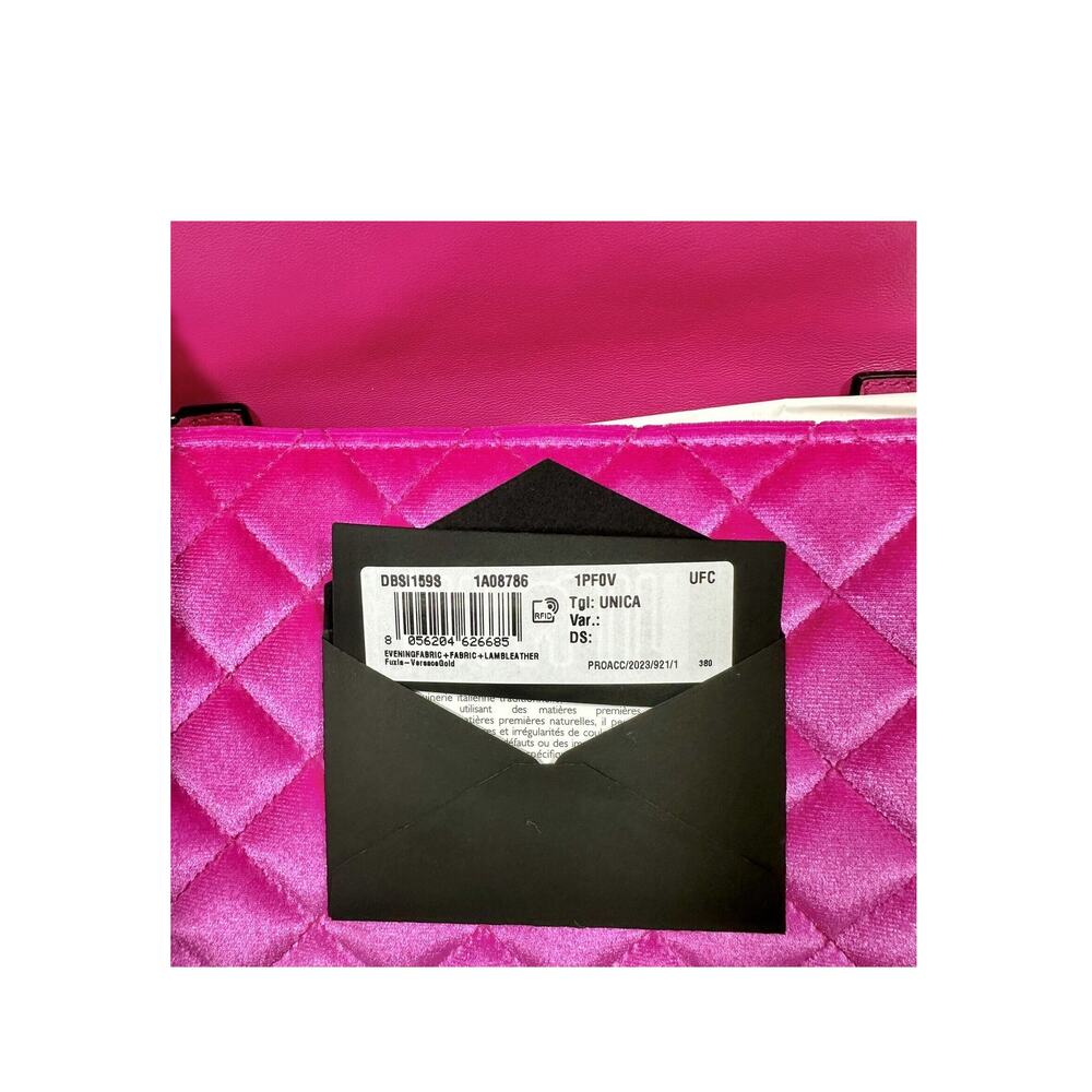 Versace La Medusa Velvet Quilted Leather Wallet On Chain Clutch Fuchsia NWT - Picture 9 of 12